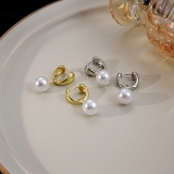 【真金电镀】韩国简约法式复古珍珠小众气质时尚轻奢高级设计感耳钉耳饰【环保】