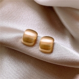 法式金属拉丝豆豆耳钉简约女小巧金属风耳环耳饰小众