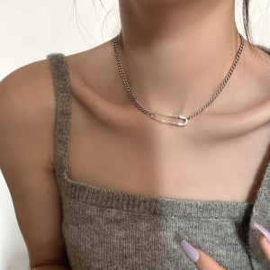 高级项链锁骨链小众颈链设计感别针创意趣味冷淡风气质简约时尚潮