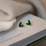 @特价韩国气质爱心设计感独特小众日常简约黑色耳钉耳饰