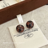 美拉德圆形豹纹耳钉女小众设计轻奢气质独特耳环精致时尚耳饰