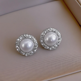  韩国新款巴洛克圆形珍珠气质复古港风耳钉耳饰