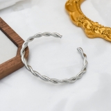 源厂热销不锈钢麻花手镯钛钢扭纹手镯镀金色批花C形开口手镯批发