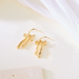 欧美跨境时尚新款蝴蝶结耳环百搭女式流苏铜耳钩钢针耳环现货批发