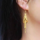 黄金色流苏耳环耳钩镂空时尚三线流苏女士耳环首饰配饰