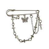 冷淡ins链条别针男女复古潮配饰昆虫胸针防走光蝴蝶流苏扣针复古