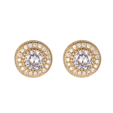 日韩新款耳饰 镶嵌超闪圆形锆石满钻耳钉女 典雅气质耳饰批发