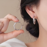 简约螺旋C形耳环女时尚设计感百搭耳圈轻奢气质冷淡风耳饰女