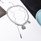 欧美嘻哈字母5021数字吊坠项链女小众双层叠戴朋克潮牌项饰男