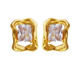 韩国轻奢小众不规则金属感锆石耳环女ins潮百搭气质几何形耳钉