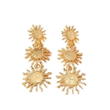 2025欧美跨境新款长款太阳花耳坠时尚复古气质优雅高级感饰品批发