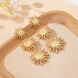 2025欧美跨境新款长款太阳花耳坠时尚复古气质优雅高级感饰品批发