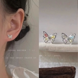 韩国彩蝴蝶耳钉女2022年新款潮夏耳环轻奢小众设计耳饰