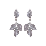 轻奢复古满钻石叶子耳环银针百搭气质金色树叶耳钉时尚耳坠耳饰