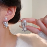 双面珍珠两戴雪花流苏气质耳饰小众设计感轻奢耳环 秋冬新款耳饰