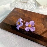 韩国红色白色紫色花瓣网红气质可爱花蕊小巧花朵耳钉耳饰女