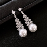 欧美跨境锆石流苏珍珠耳钉小众气质冷淡风耳环轻奢高级感耳饰