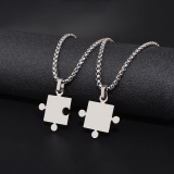 @特价拼图项链男百搭嘻哈风链子不掉色情侣吊坠个性冷淡风饰品女夏