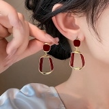 法式复古不规则扭曲耳环时尚设计感新款滴油耳环高级感简约潮耳饰