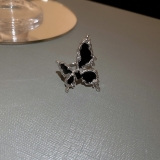@特价液态黑色蝴蝶戒指女暗黑风小众设计高级感时尚个性夸张开口食指戒