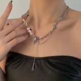 @特价甜酷轻奢爱心拼接珍珠项链女小众设计感冷淡风ins嘻哈韩版锁骨链