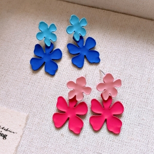 韩国春夏莱克茵蓝花朵耳环设计感小众耳钉少女时尚耳饰轻奢高级感