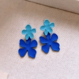 韩国春夏莱克茵蓝花朵耳环设计感小众耳钉少女时尚耳饰轻奢高级感