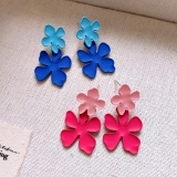 韩国春夏莱克茵蓝花朵耳环设计感小众耳钉少女时尚耳饰轻奢高级感