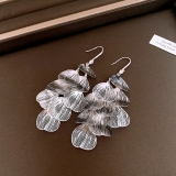 欧美跨境镂空花瓣流苏耳钩小众个性夸张设计耳环轻奢高级感耳饰女