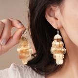 欧美跨境镂空花瓣流苏耳钩小众个性夸张设计耳环轻奢高级感耳饰女