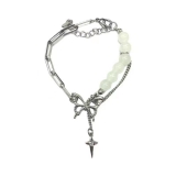 时尚设计金属链条拼接水晶珠子蝴蝶手链ins新款小众甜酷风首饰品