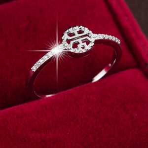 厂家直销简约锆石戒指时尚精美图镶锆石铜戒指 女士订婚指环