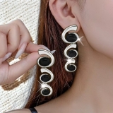 欧美风镶嵌椭圆耳钉女款优雅气质跨境爆款日常佩戴时尚个性耳坠