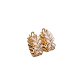 真金电镀锆石麦穗U形耳扣小众设计感耳环轻奢高级感耳饰批发女