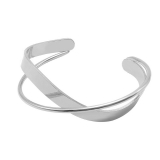 欧美ins搭配金属质感交叉不规则线条扭曲个性几何光面手镯现货