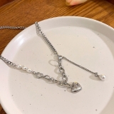 @特价爱心珍珠拼接不掉色项链女春夏甜酷辣妹百搭锁骨链冷淡风颈链