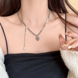 @特价爱心珍珠拼接不掉色项链女春夏甜酷辣妹百搭锁骨链冷淡风颈链