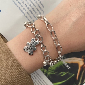 @特价韩国嘻哈潮男小熊多层铃铛手链潮流链条ins蹦迪朋克酷首饰女