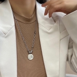 欧美复古圆牌笑脸项链女ins小众设计冷淡风短款微笑锁骨链