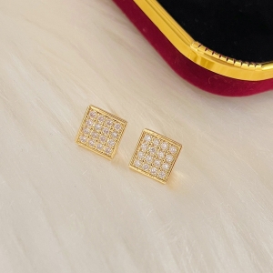 钢针跨境新款潮合金满钻耳钉高级感方形hiphop女耳环外贸货源