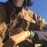 韩版耳环学生潮人别针扣针嘻哈耳夹时尚街头个性长款链条耳坠男女