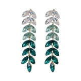 轻奢风彩色镶钻麦穗叶子流苏耳环时尚小众气质高级感耳饰女