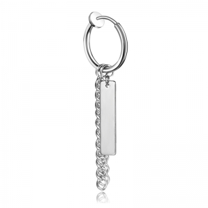 @特价外贸跨境款超酷无耳洞耳环时尚潮流吊坠吊牌款流苏链条耳饰[【单只】