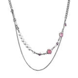 @特价粉色圆球拼接珍珠双层项链女y2k辣妹甜酷高级配饰小众轻奢锁骨链