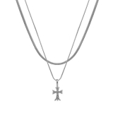 @特价新双层满钻十字架项链女轻奢精致钛钢高级感毛衣链叠戴轻奢卫衣链