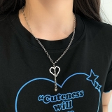 @特价欧美ins新款马赛克心形双层项链 男女个性嘻哈网红风简约爱心吊坠