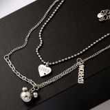 @特价ins嘻哈朋克酷潮老鼠头爱心双层叠戴可拆分装饰卫衣毛衣链