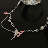 @特价蝴蝶珍珠项链女小众时尚轻奢高级感锁骨链简约百搭配饰简约饰品潮