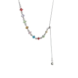 @特价甜美彩色多巴胺项链少女感糖果色串珠流苏锁骨链小众温柔甜酷项饰