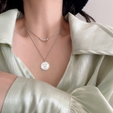 @特价欧美嘻哈不掉色细款蛇骨链圆牌吊坠十字架锆石项链锁骨链